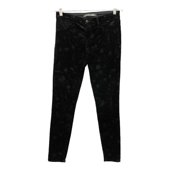 J Brand For Neiman Marcus Velvet Brocade Black Fleur Pants - Picture 2 of 10